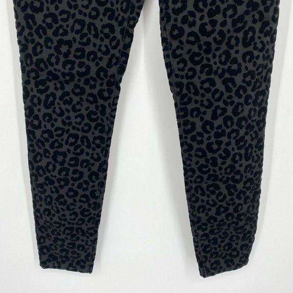 Madewell 9" Mid-Rise Skinny Velvet Flocked Leopard Print Jeans Black Size 28 - Picture 3 of 12